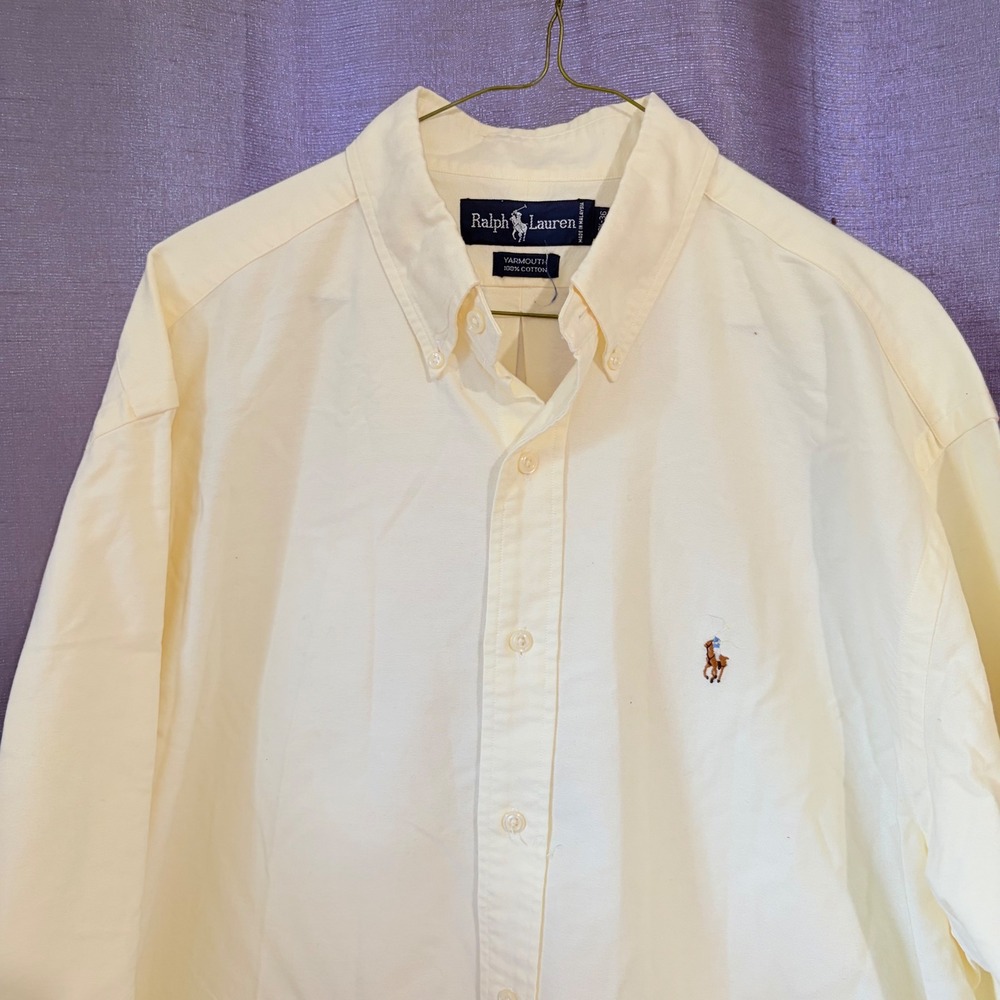 Ralph Lauren Yarmouth Mens 16.5 36 Yellow Cotton Button Down Oxford Shirt